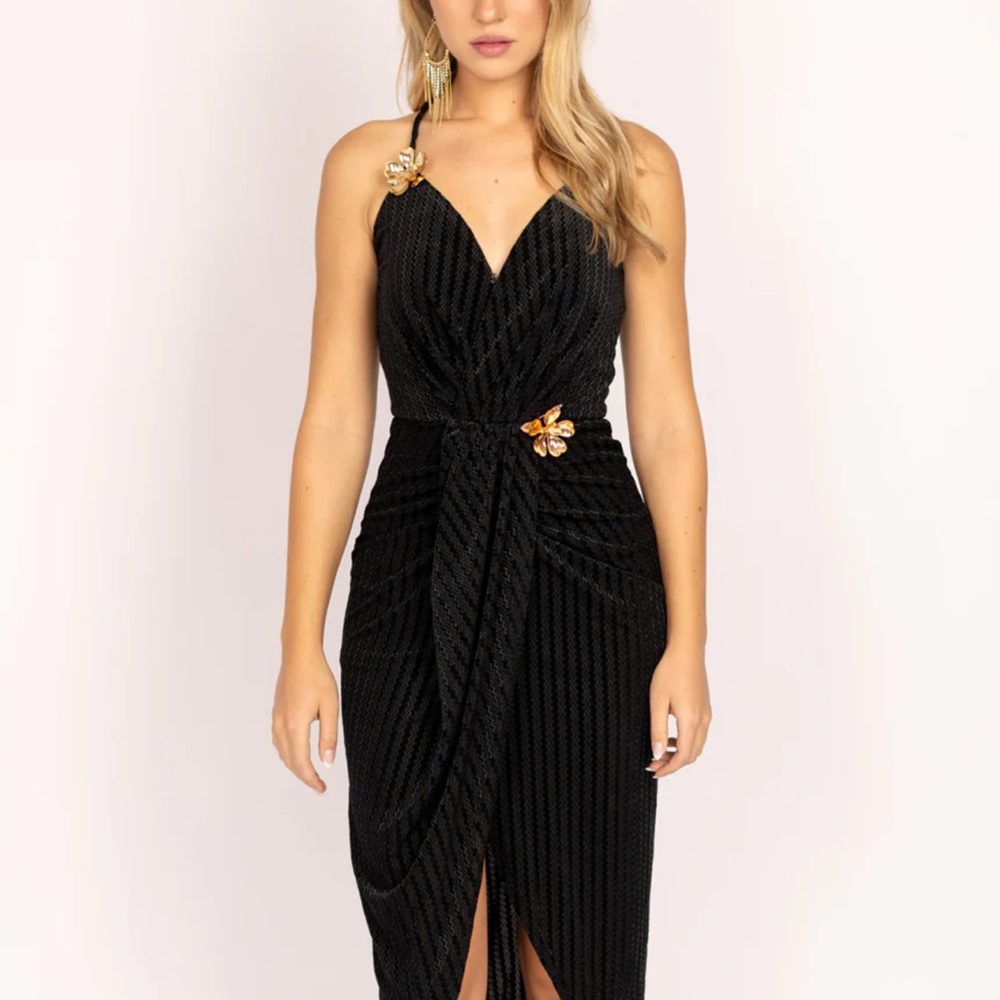 Joyfolie Black and Gold High Low Dress